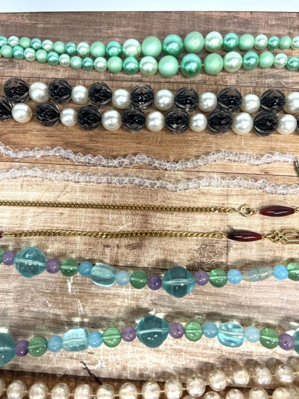 Assorted Beaded Necklace Lot Featuring Pearl Black Teal Green & Multi-Color Bead